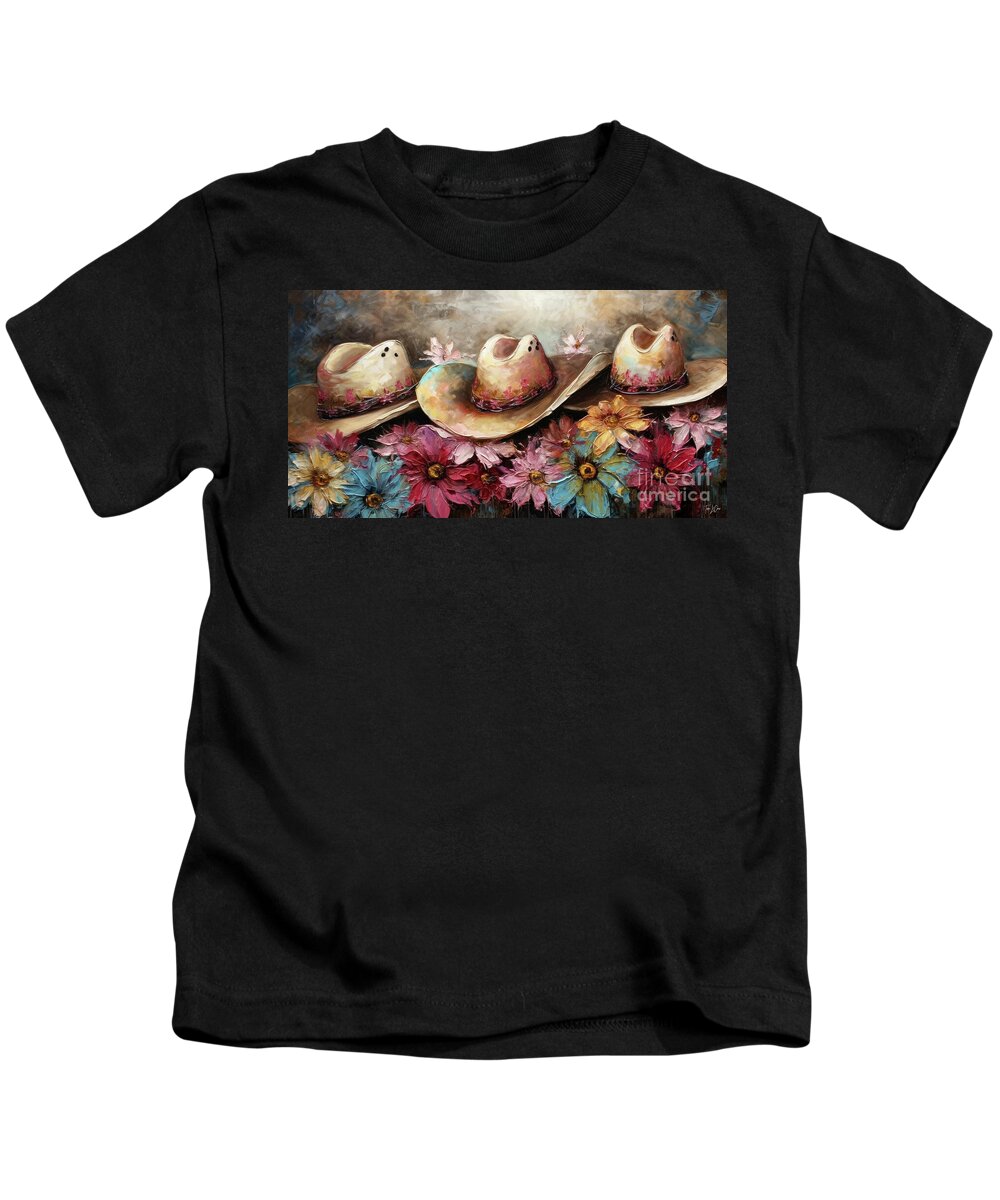 Cowgirl Kids T-Shirt featuring the painting Cowgirl Hats by Tina LeCour