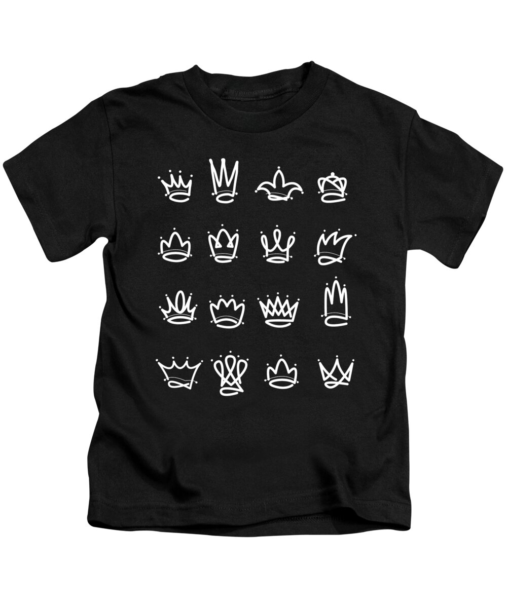 T Shirt Kids T-Shirt featuring the painting Crowns Crown King Drawings by Tony Rubino