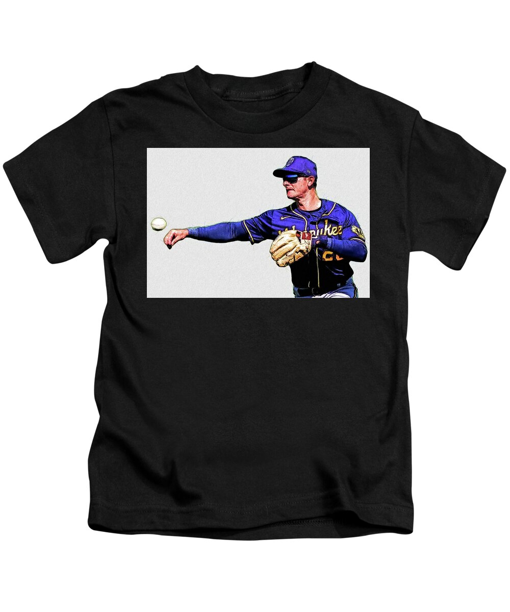 Daniel Robertson - 2B - Milwaukee Brewers Kids T-Shirt by Bob