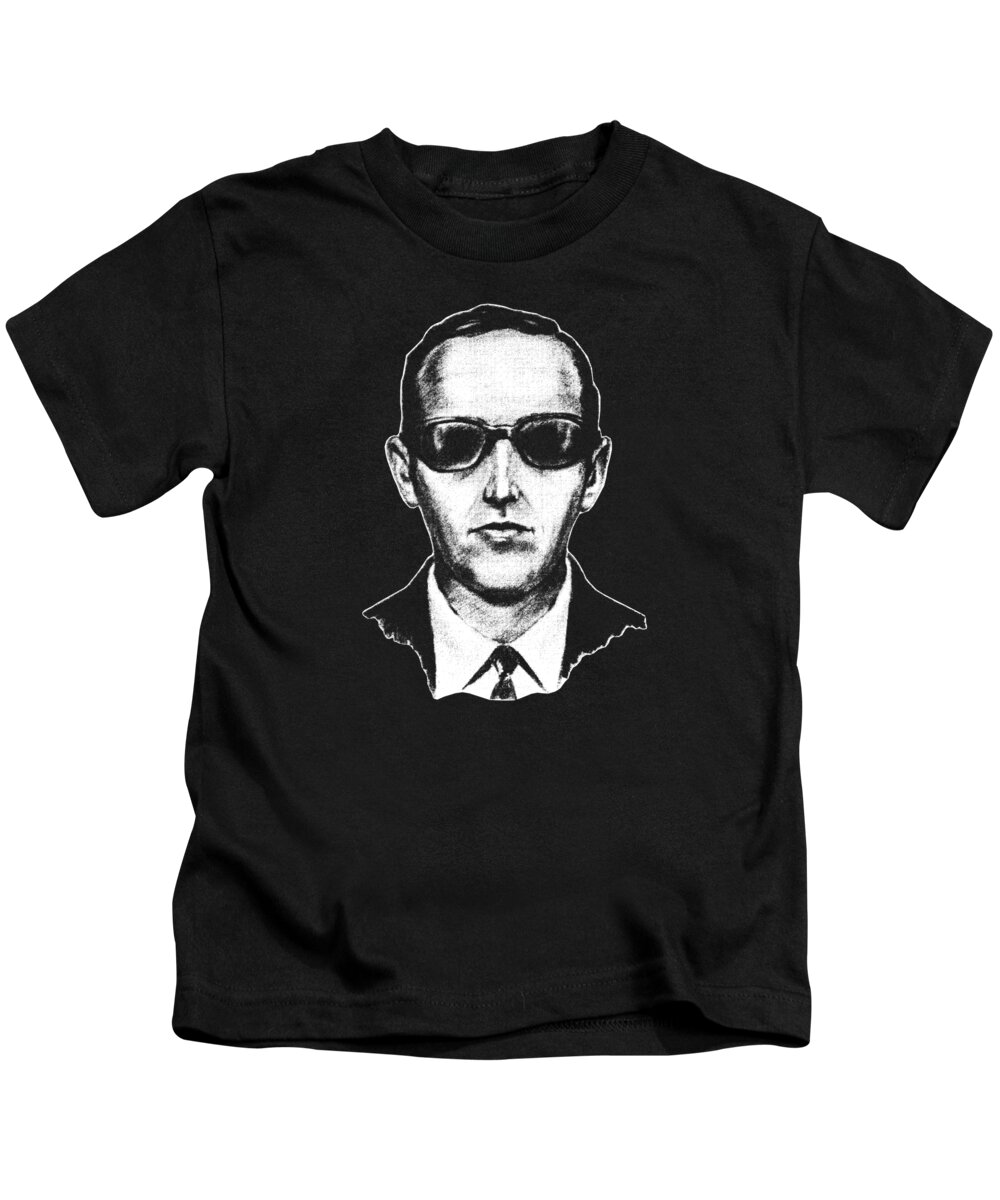 Db Cooper Kids T-Shirt featuring the digital art DB Cooper - Black and White by War Is Hell Store