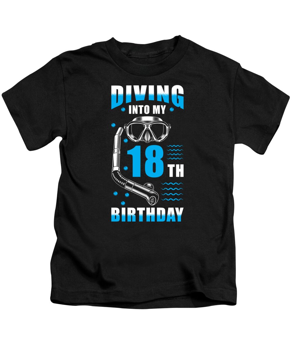 Diver Kids T-Shirt featuring the digital art Diver 18th Birthday Gift by Manuel Schmucker