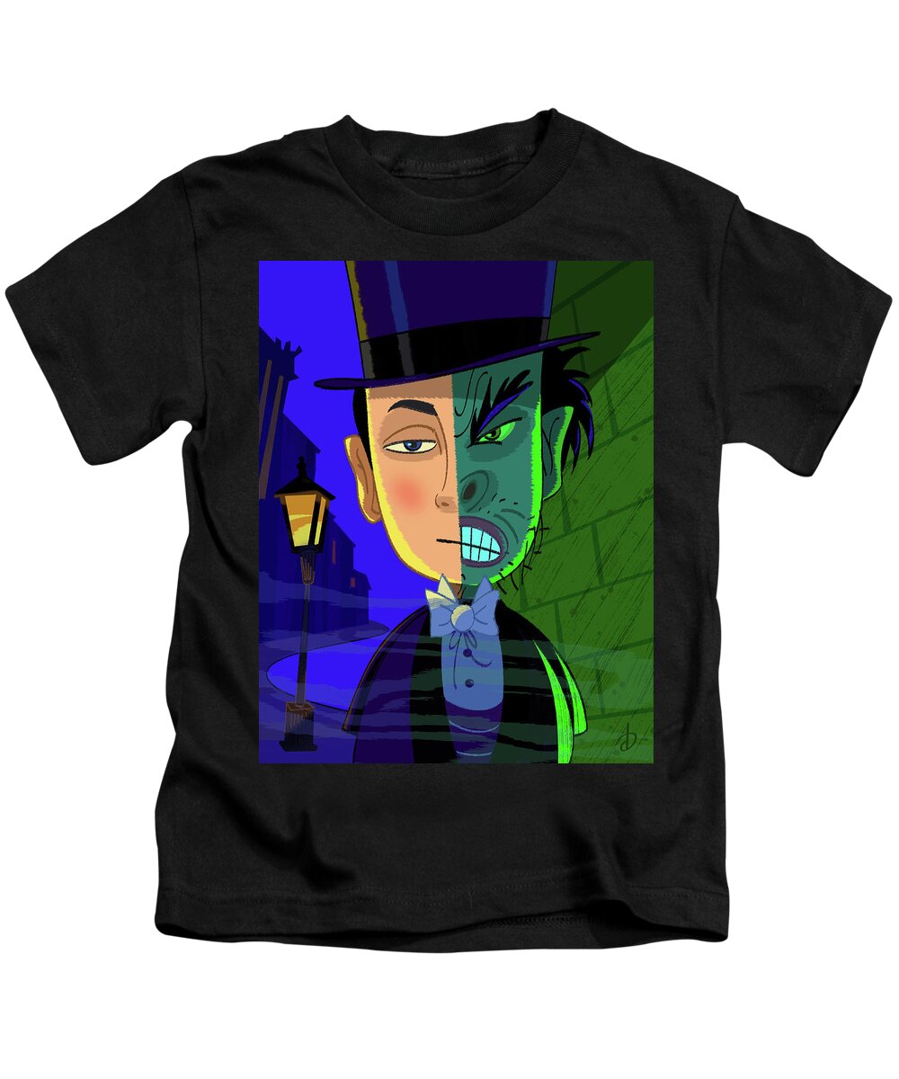 Dr. Jeckle And Mr. Hyde Kids T-Shirt featuring the digital art Dr. Jeckle and Mr. Hyde by Alan Bodner