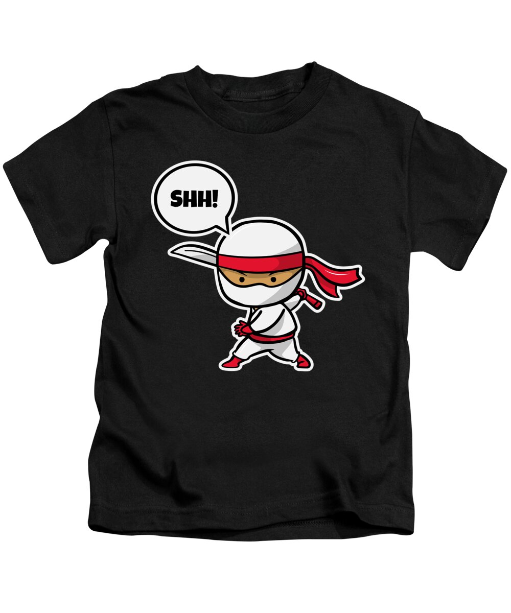 Drawn silent ninja, SHH Kids T-Shirt by Rasmus Nygaard - Pixels