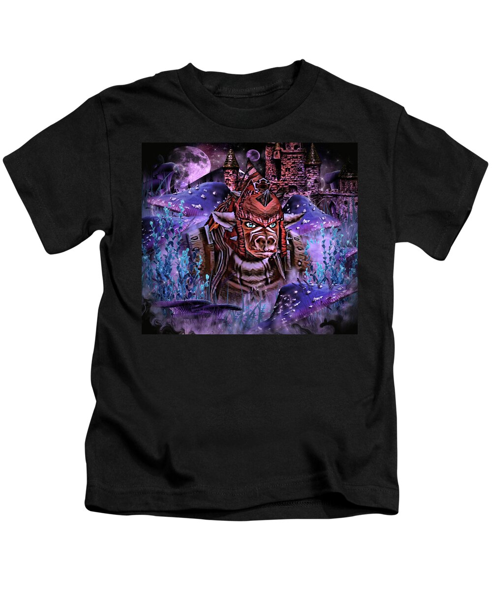 Digital Art Kids T-Shirt featuring the digital art Druid for the Horde by Artful Oasis