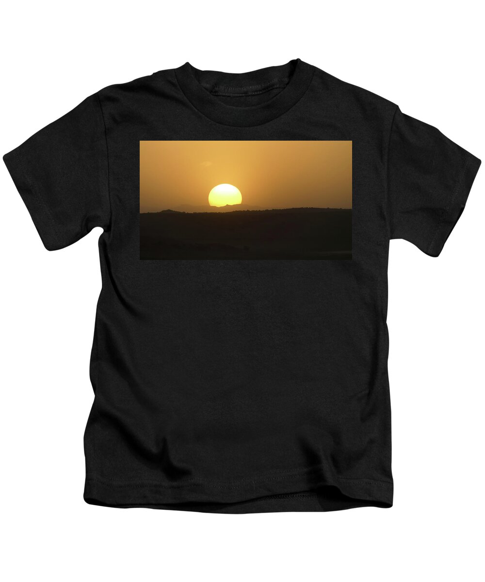 Desert Kids T-Shirt featuring the photograph Dusty Sunset by Margaret Pitcher
