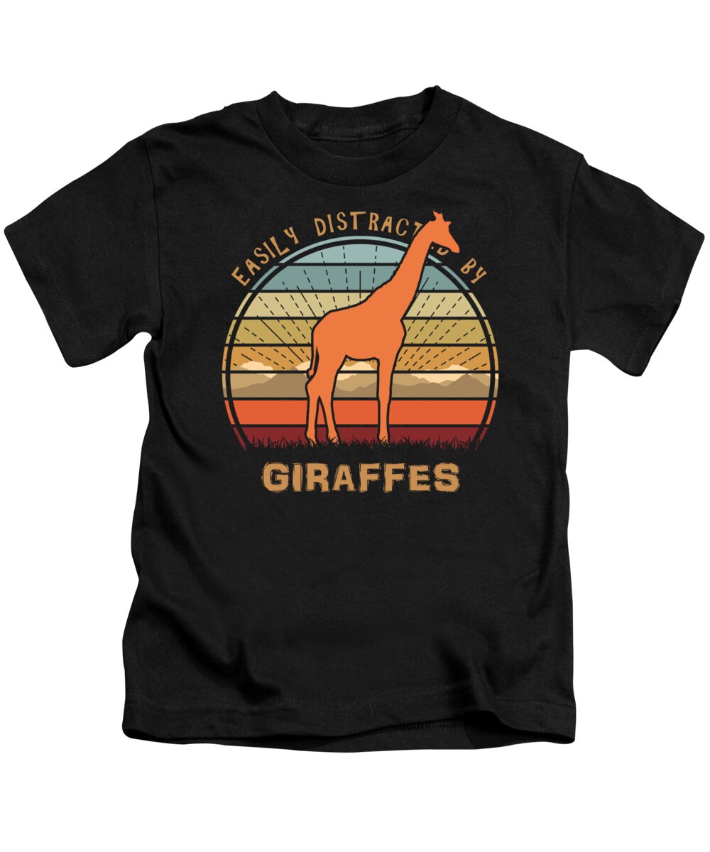 Easily Kids T-Shirt featuring the digital art Easily Distracted By Giraffes by Megan Miller