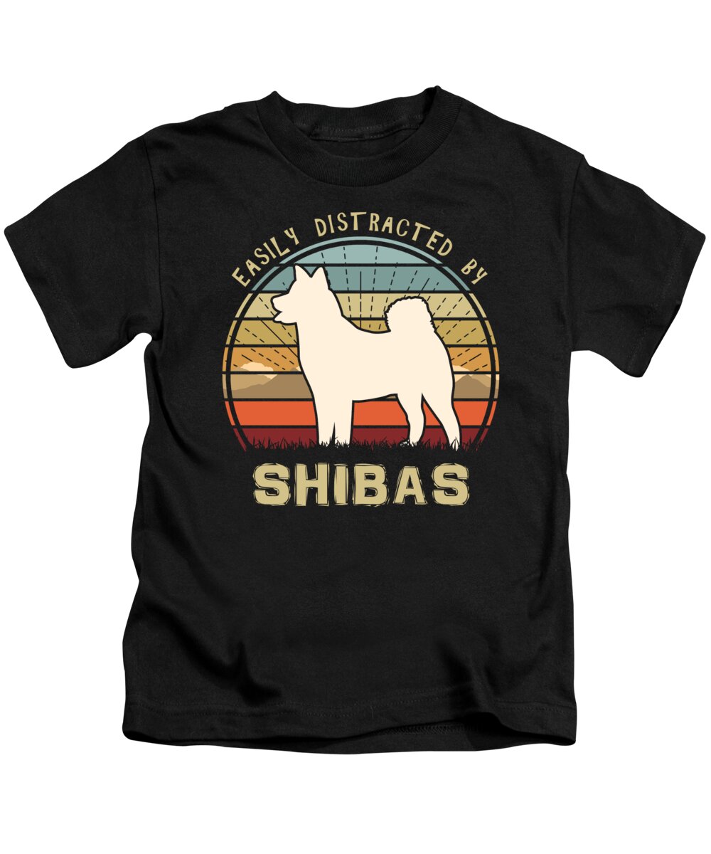 Easily Kids T-Shirt featuring the digital art Easily Distracted By Shibas by Megan Miller