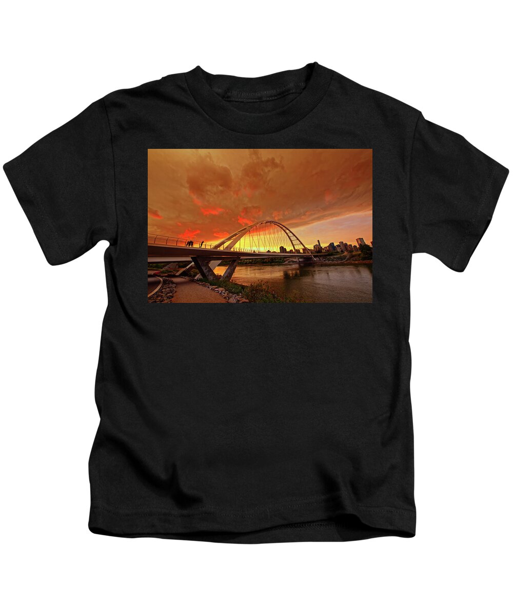 Sunset Kids T-Shirt featuring the photograph Edmonton River Valley by Dan Jurak