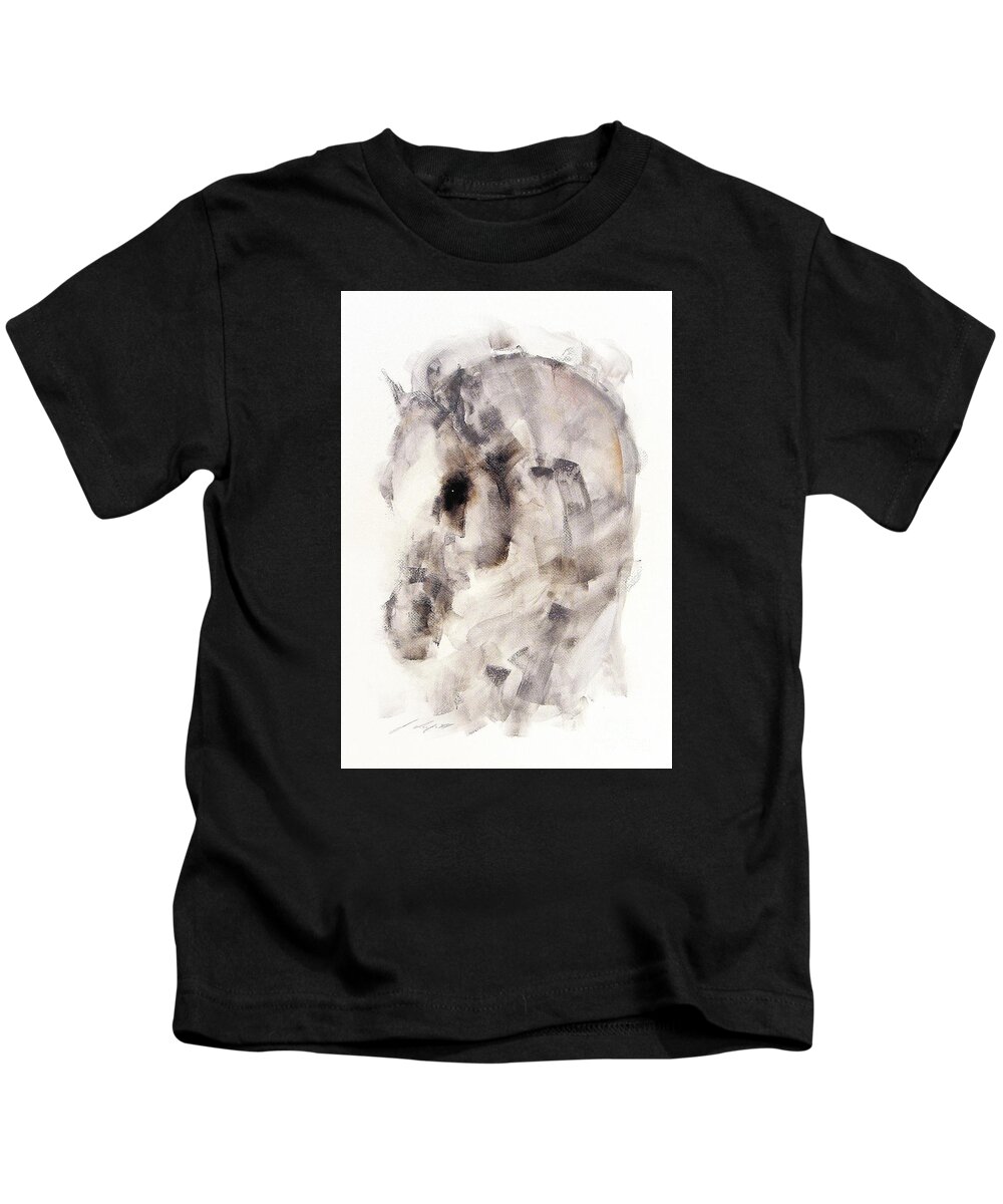Horse Painting Kids T-Shirt featuring the painting Edora by Janette Lockett