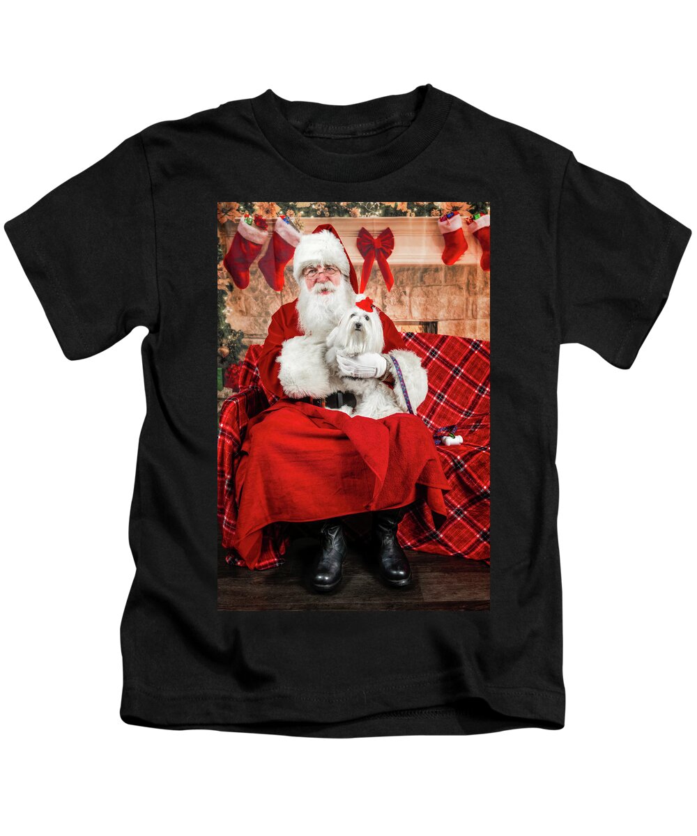 Emmy Kids T-Shirt featuring the photograph Emmy with Santa 1 by Christopher Holmes