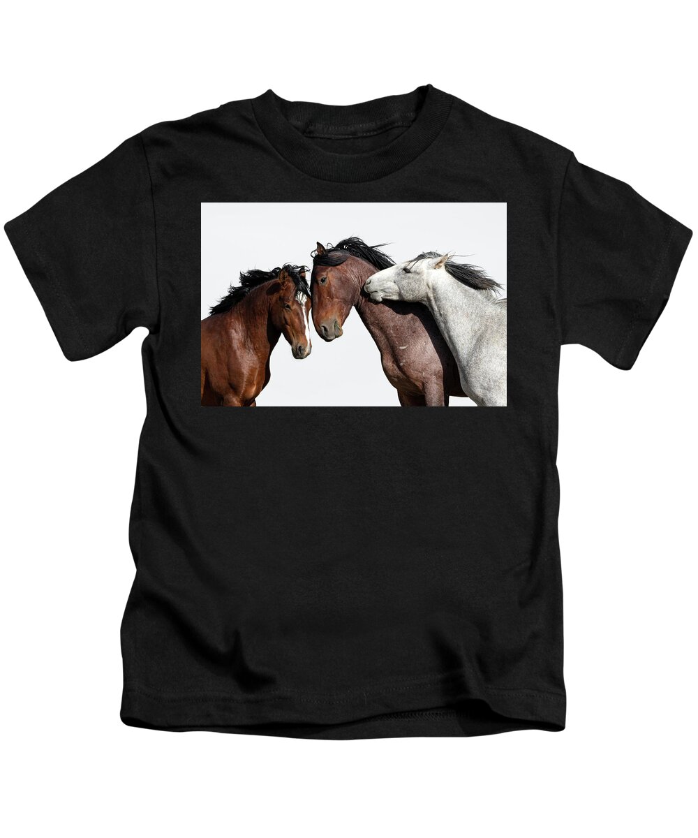 Wild Horses Kids T-Shirt featuring the photograph Emotion 2 by Mary Hone