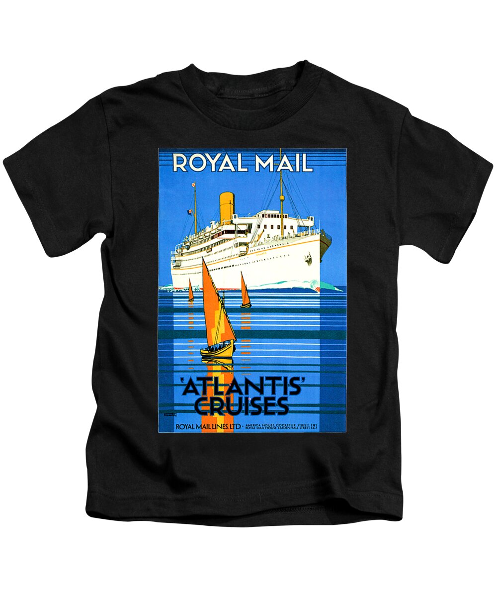 Art Deco Kids T-Shirt featuring the painting English Royal Mail Atlantis Ocean Liner by Unknown