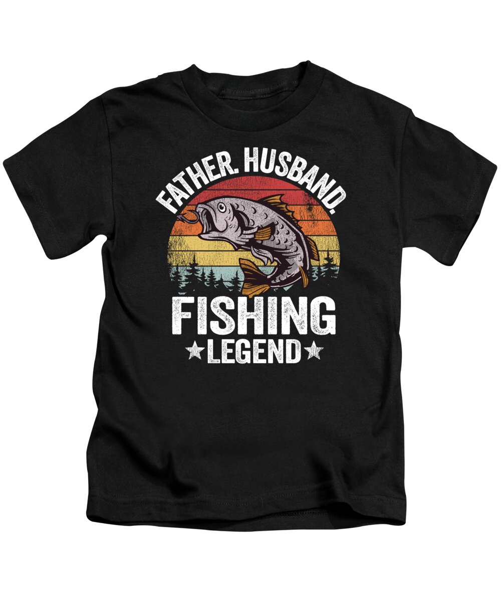 Father Husband Fishing Legend Vintage Fathers Day Gift Fisherman Kids  T-Shirt