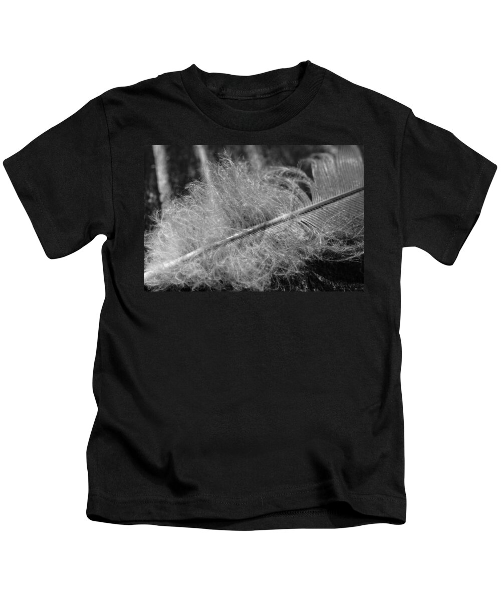 Photo Kids T-Shirt featuring the photograph Feather in Black and White by Evan Foster