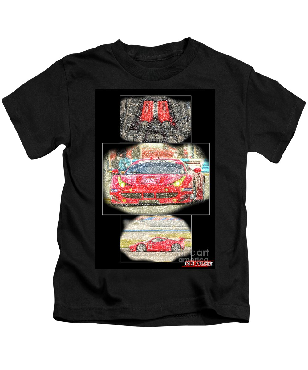 Ferrari Kids T-Shirt featuring the drawing Ferrari 458 race sketch by Darrell Foster