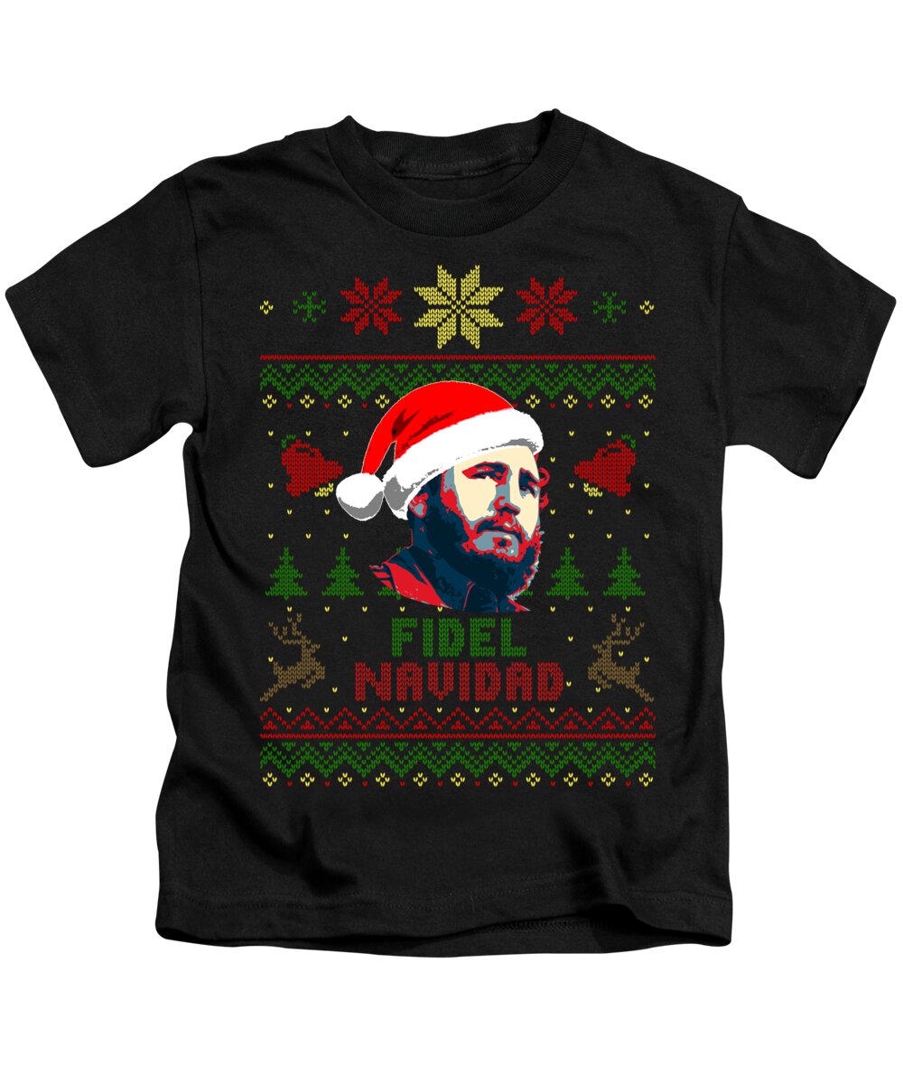 Santa Kids T-Shirt featuring the digital art Fidel Navidad by Megan Miller