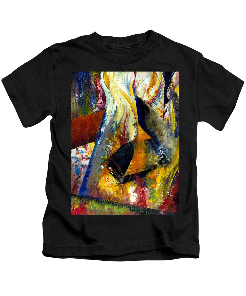 Rustic Kids T-Shirt featuring the painting Fire Abstract Study by Michelle Calkins