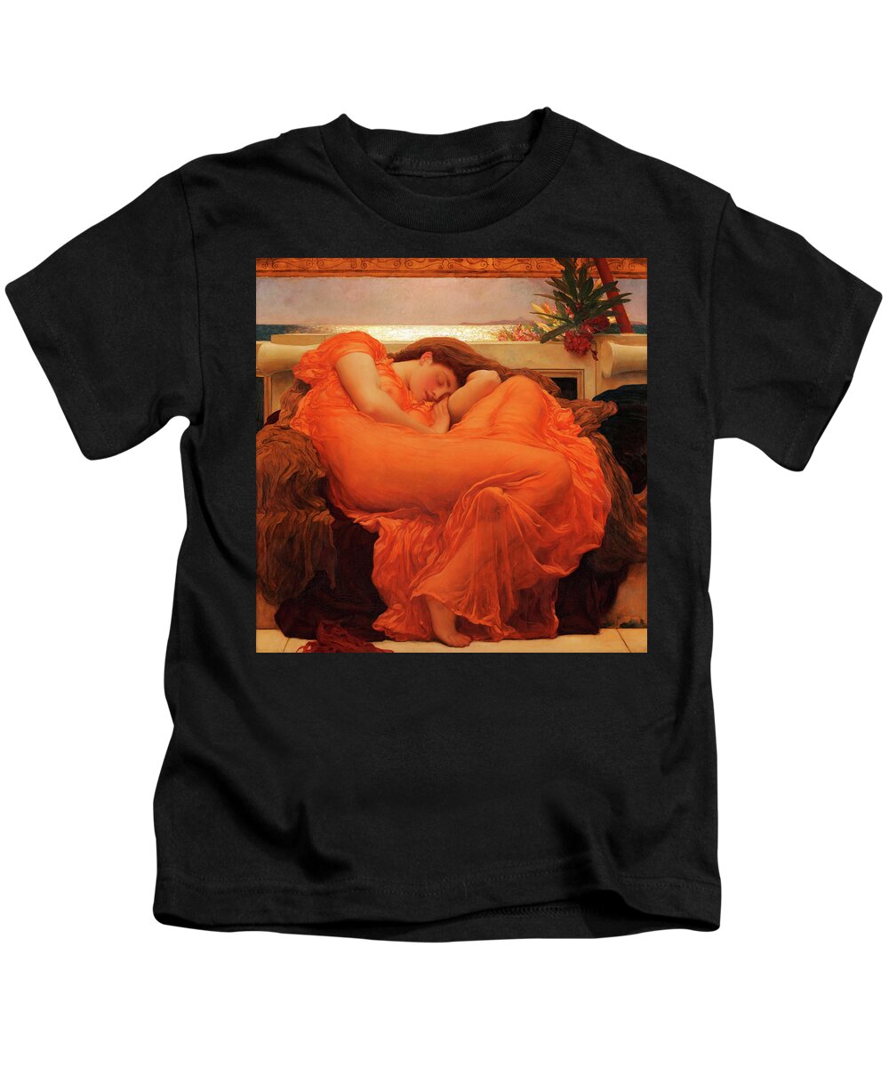 Frederic Leighton Kids T-Shirt featuring the painting Flaming June, 1895 by Frederic Leighton
