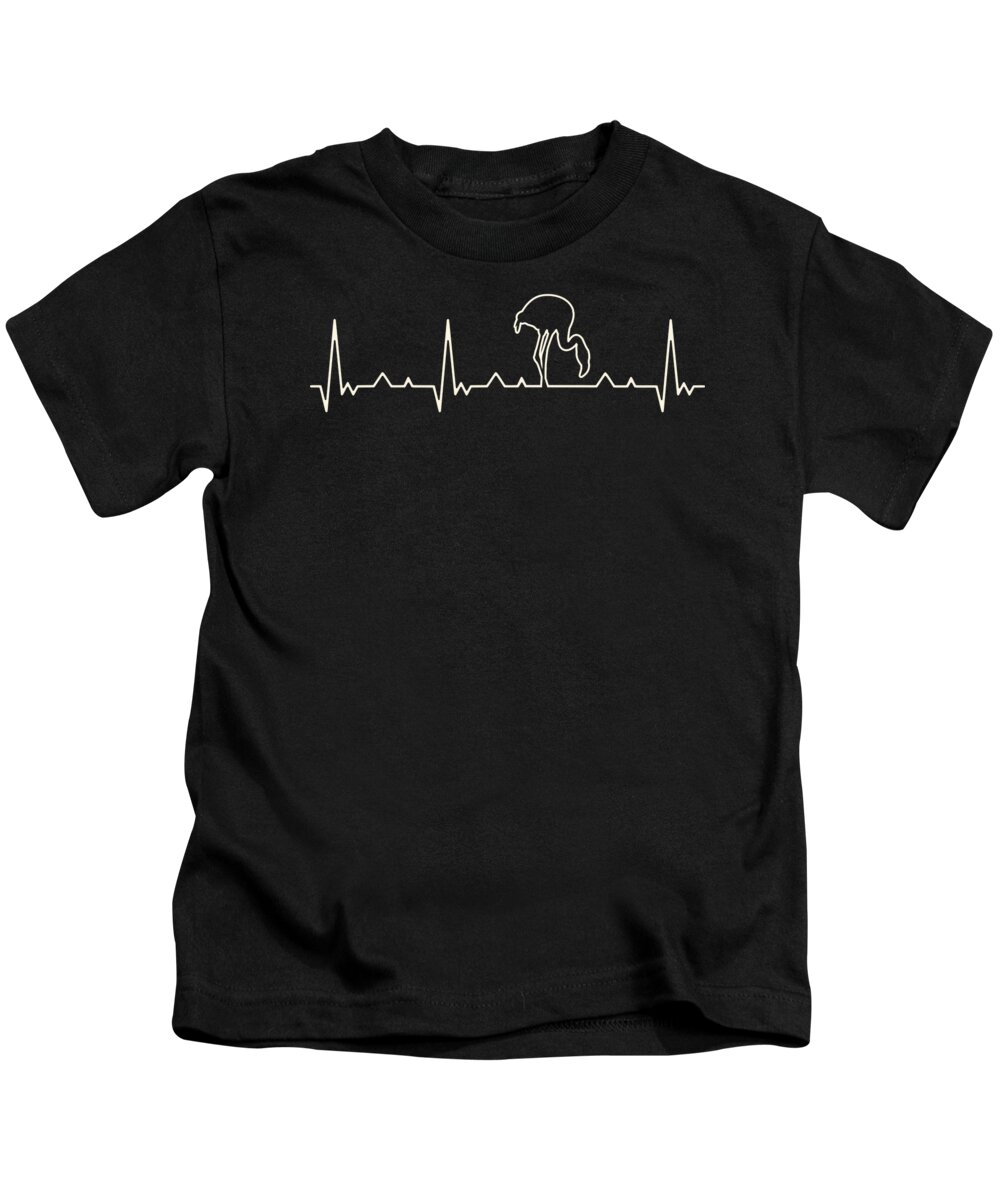 Flamingo Kids T-Shirt featuring the digital art Flamingo EKG Heart Beat by Megan Miller