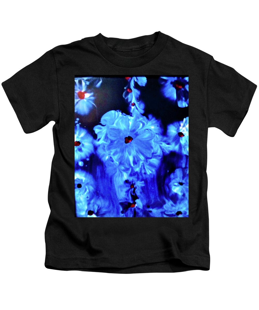 Float Kids T-Shirt featuring the painting Floating flowers by Anna Adams