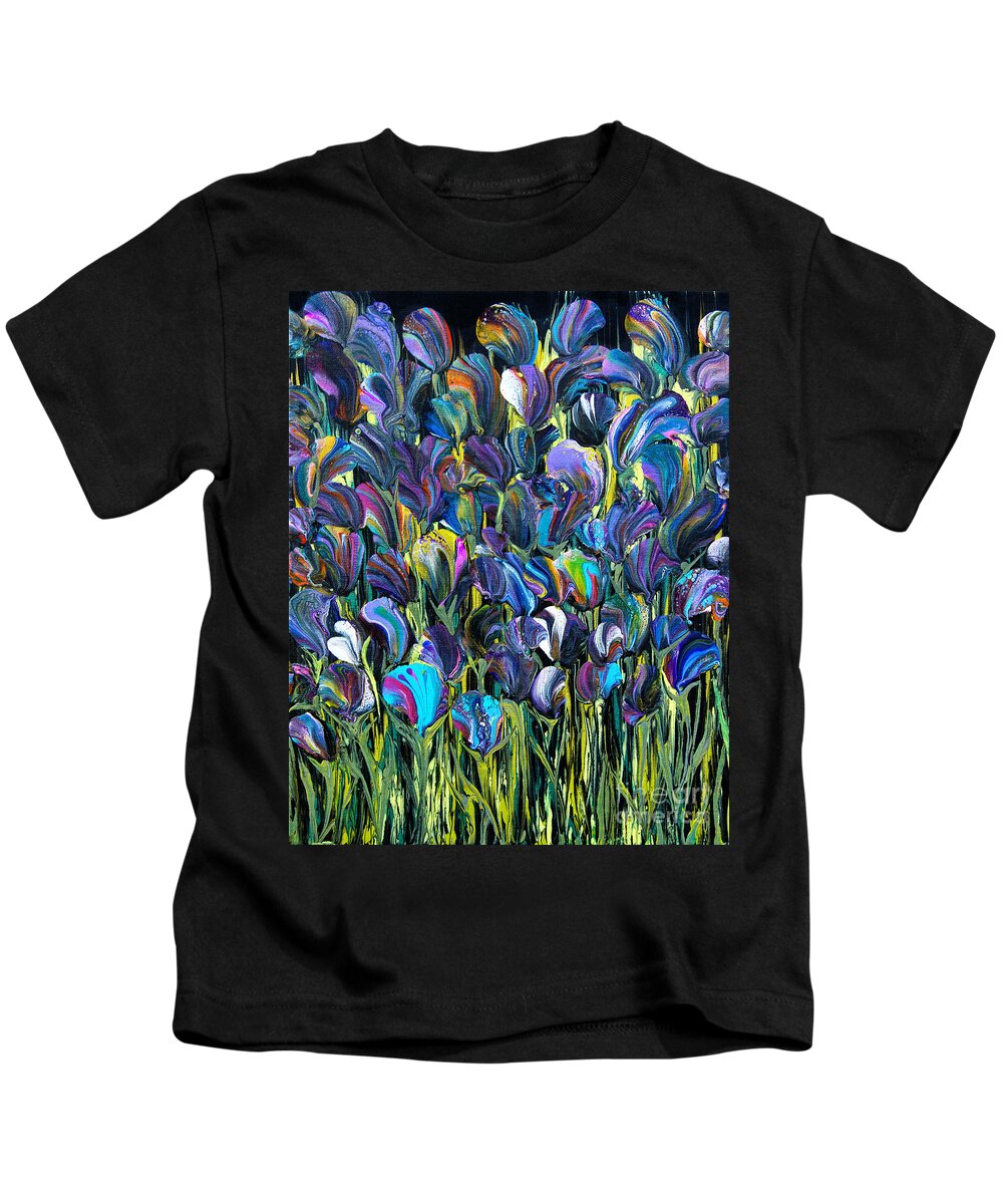 Flowers Abundance Lush Colorful Vibrant Seductive Pretty Kids T-Shirt featuring the painting Flower Fantasy 6187 by Priscilla Batzell Expressionist Art Studio Gallery