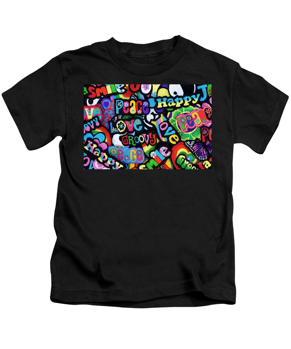 Embroidery Kids T-Shirt featuring the photograph Flower Power Love by Tim Gainey