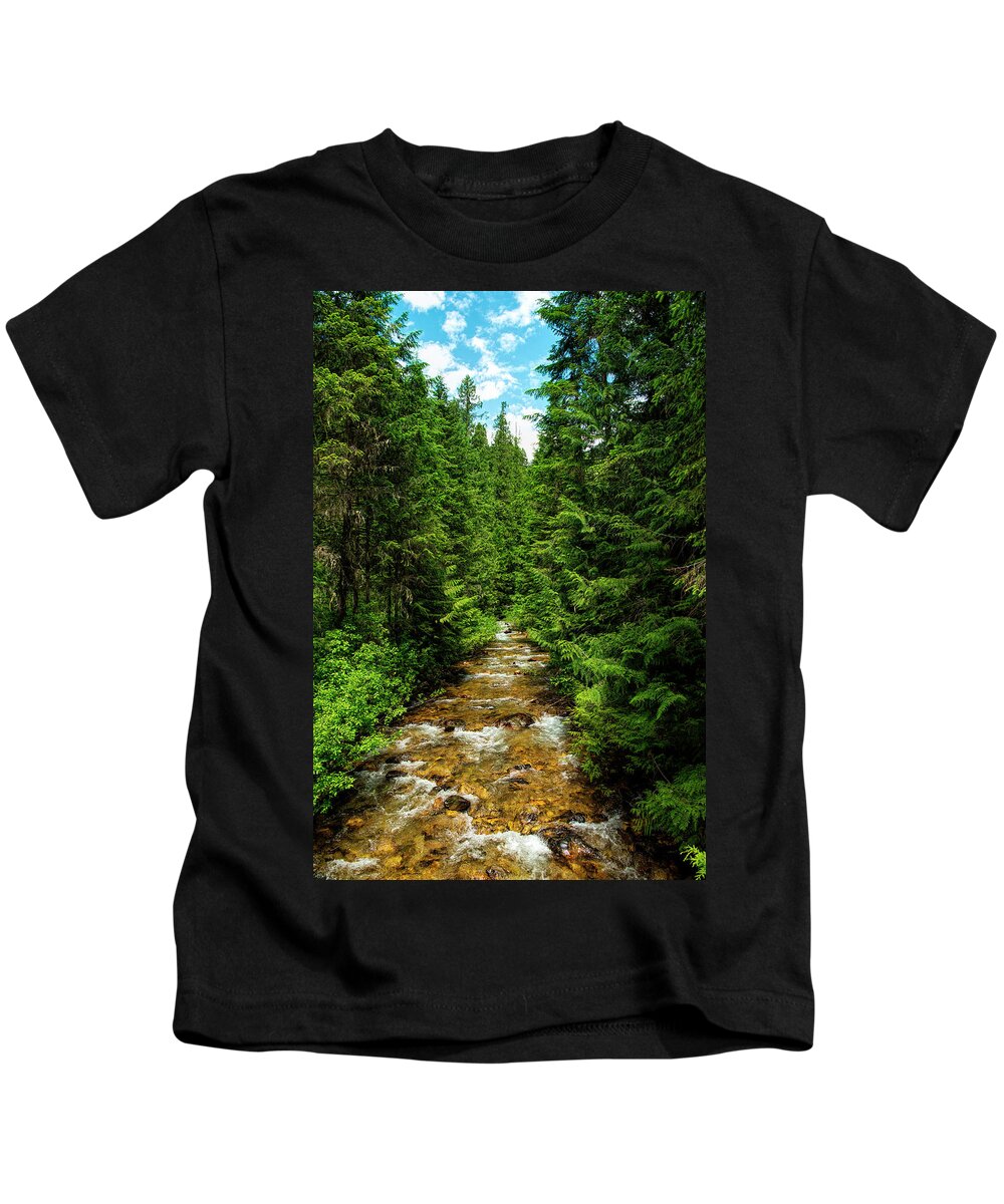 Stream Kids T-Shirt featuring the photograph Flowing Stream by Pamela Dunn-Parrish
