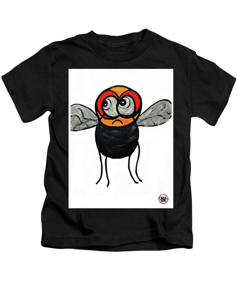  Kids T-Shirt featuring the painting Fly Boy by Oriel Ceballos