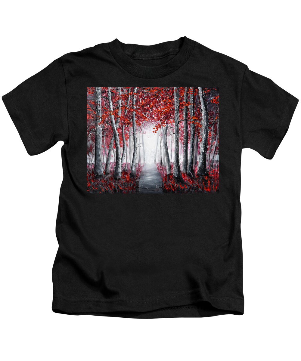 Red Poppies Kids T-Shirt featuring the painting Forest of Wonder by Amanda Dagg