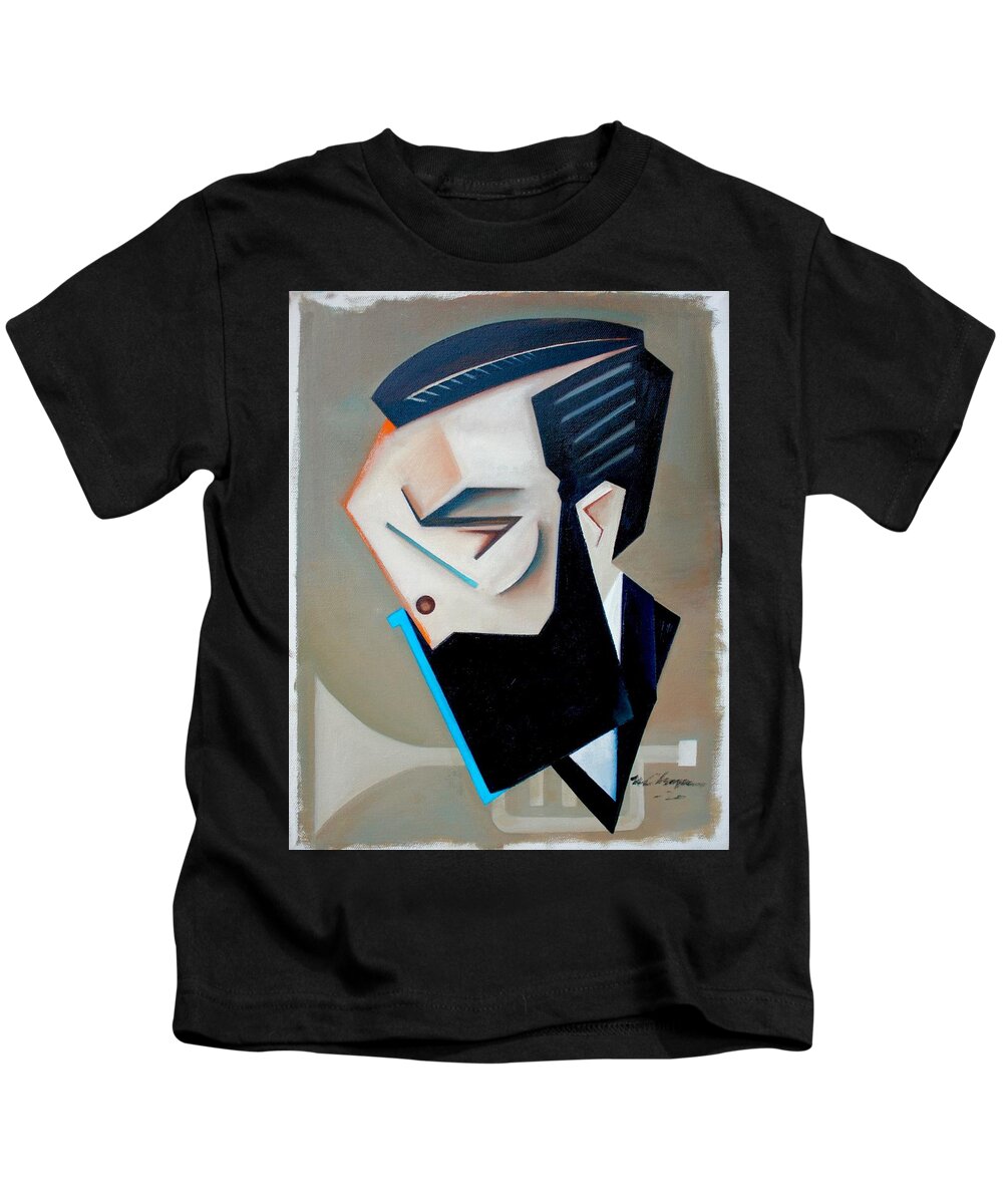 Jazz Kids T-Shirt featuring the painting Form Theory / a portrait of Josh Lawrence by Martel Chapman