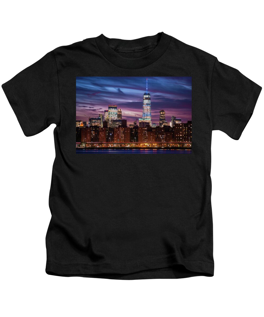 Lower Manhattan Kids T-Shirt featuring the photograph Freedom Tower by John Randazzo