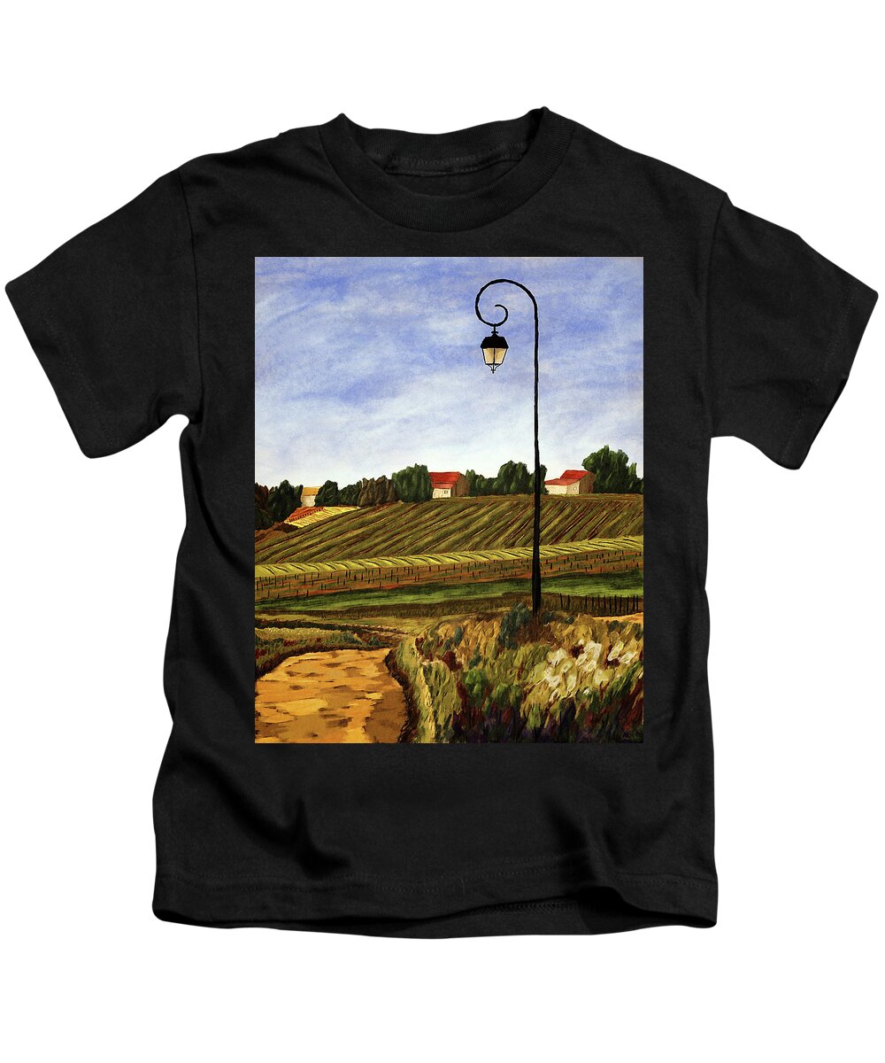 Wine Kids T-Shirt featuring the digital art French Countryside by Ken Taylor