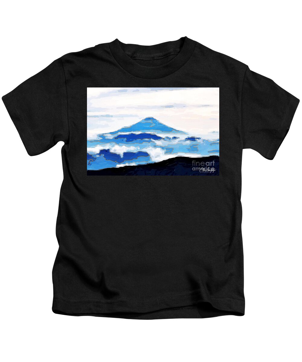 Abstract Kids T-Shirt featuring the digital art Fuji with Clouds Abstract by Chris Armytage