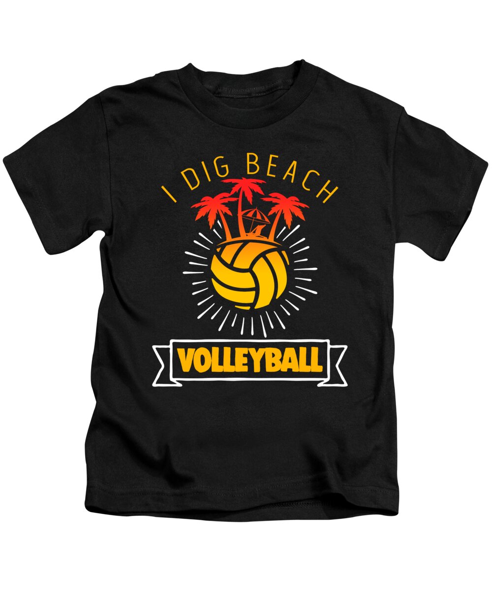 Beach Volleyball Unisex Youths Short Sleeve T-Shirt Kids T-Shirt Tops Black