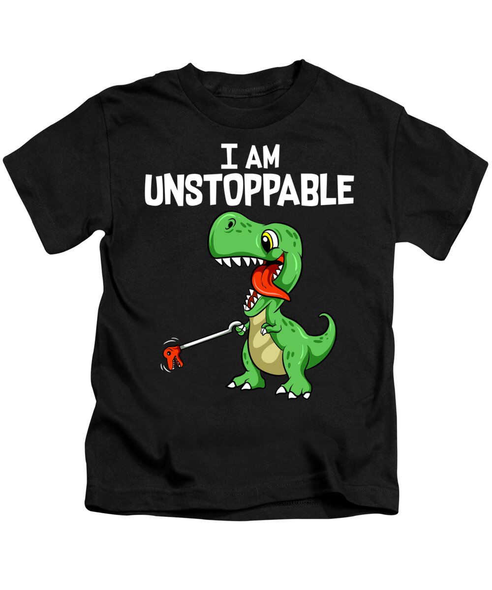 Funny I Am Unstoppable TRex Dinosaur Grabber Pun Kids T-Shirt by