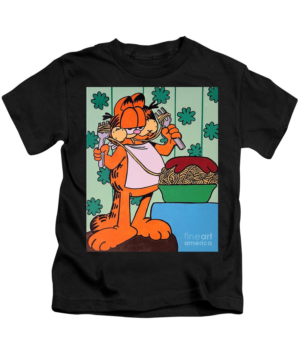 Garfield Kids T-Shirt featuring the painting Bon Appetit by Elena Pratt
