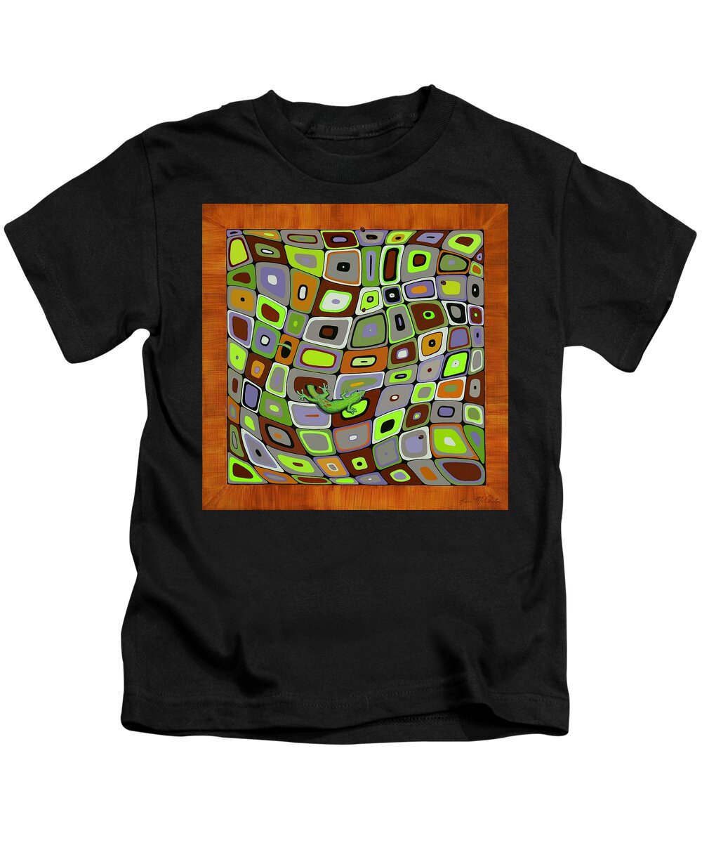 Kim Mcclinton Kids T-Shirt featuring the painting Gecko Limbo by Kim McClinton