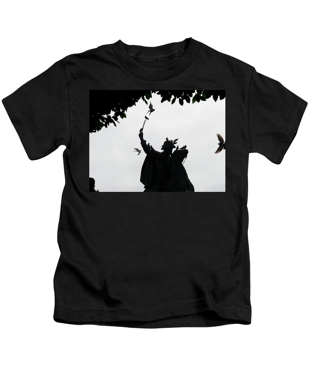 Black And White Kids T-Shirt featuring the photograph General Ignacio Allende Monument by Mary Lee Dereske
