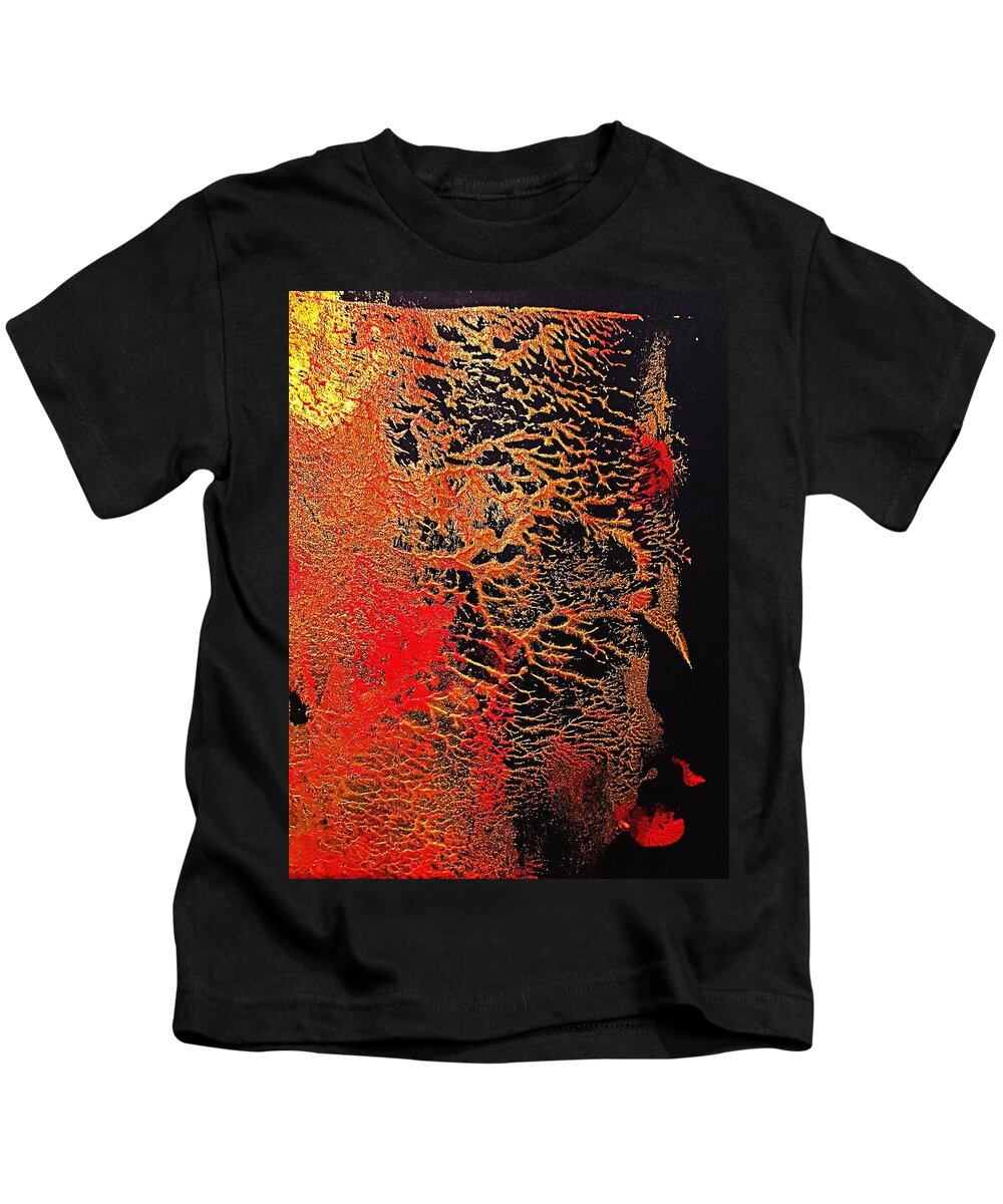 Art Kids T-Shirt featuring the painting Golden Moments by Tanja Leuenberger