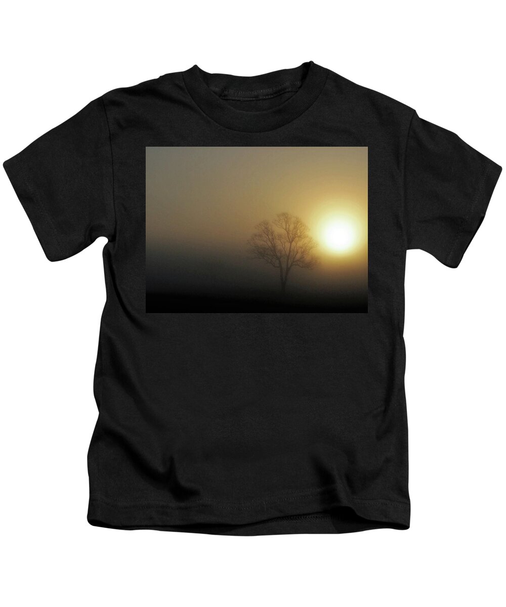 Fog Kids T-Shirt featuring the photograph Golden Tree by Jerry Connally