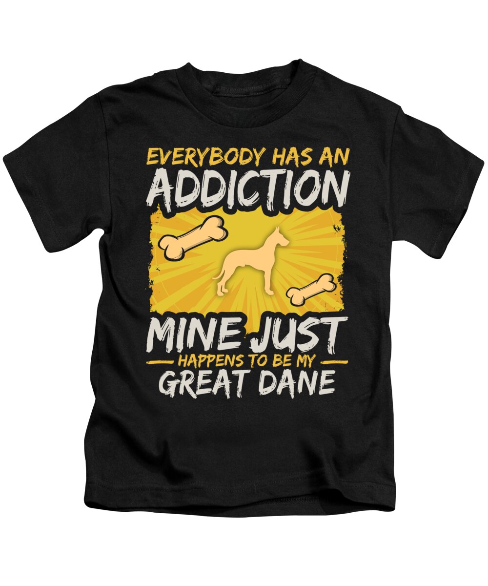 Dog Kids T-Shirt featuring the digital art Great Dane Funny Dog Addiction by Jacob Zelazny