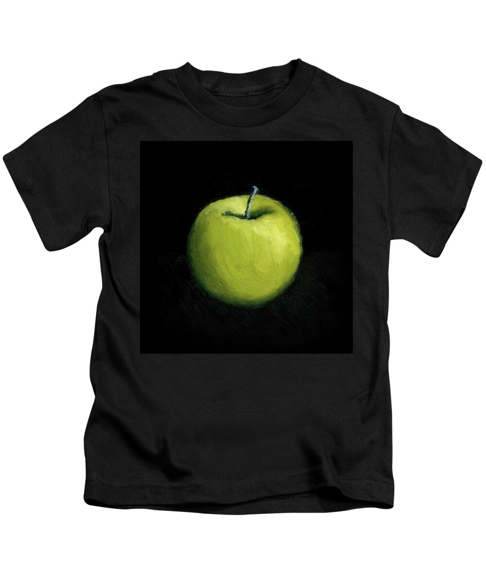 Apple Kids T-Shirt featuring the painting Green Apple Still Life by Michelle Calkins