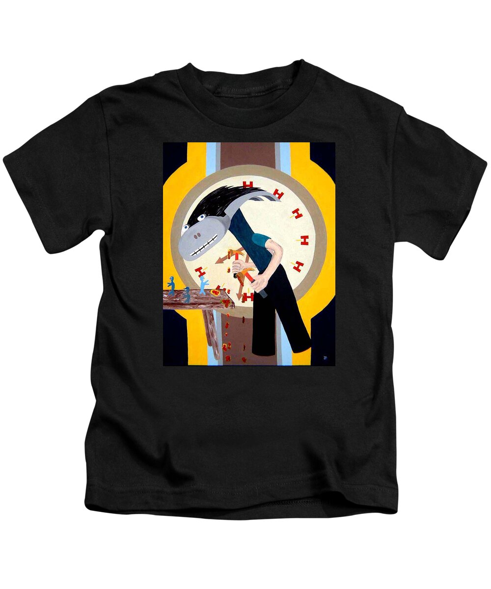 Expressionism Kids T-Shirt featuring the painting Hammer Time by Dean Stephens