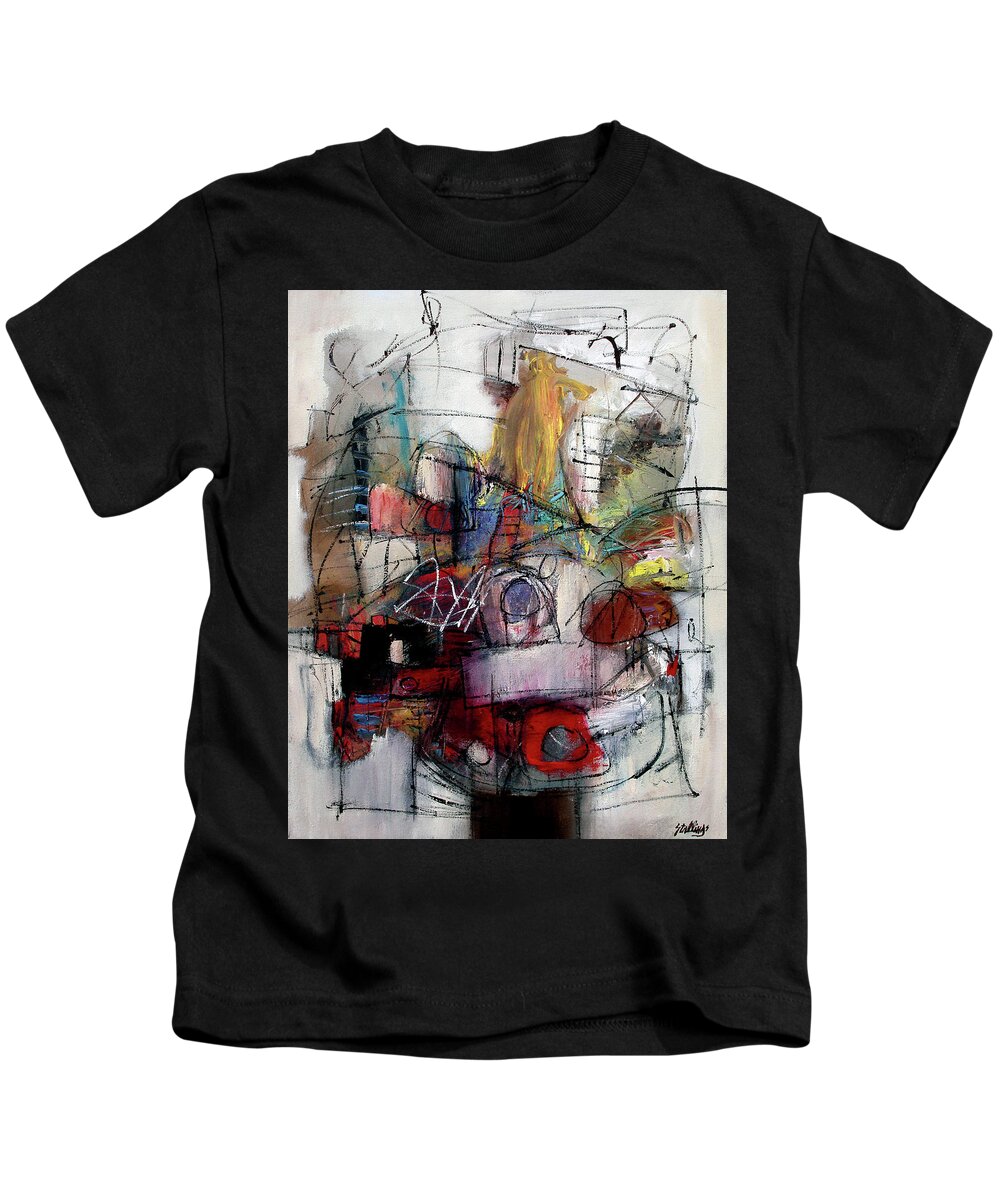 Abstract Kids T-Shirt featuring the painting Hands Up by Jim Stallings