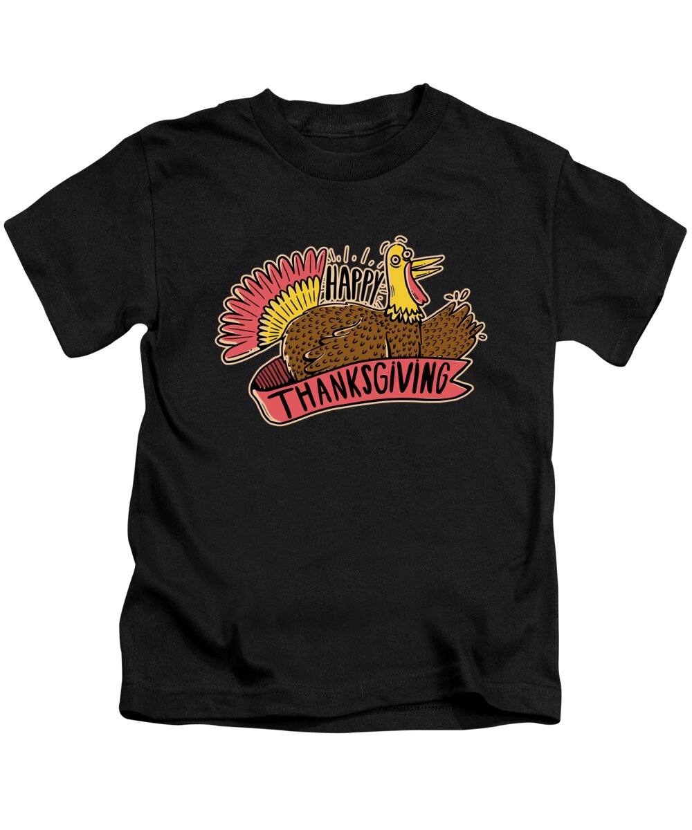 Thanksgiving 2023 Kids T-Shirt featuring the digital art Happy Thanksgiving by Flippin Sweet Gear