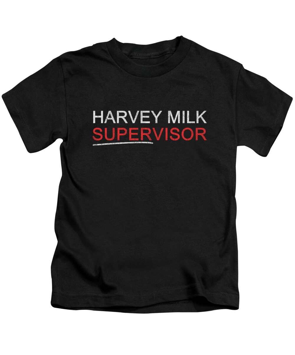 Retro Kids T-Shirt featuring the digital art Harvey Milk Supervisor Distressed by Flippin Sweet Gear