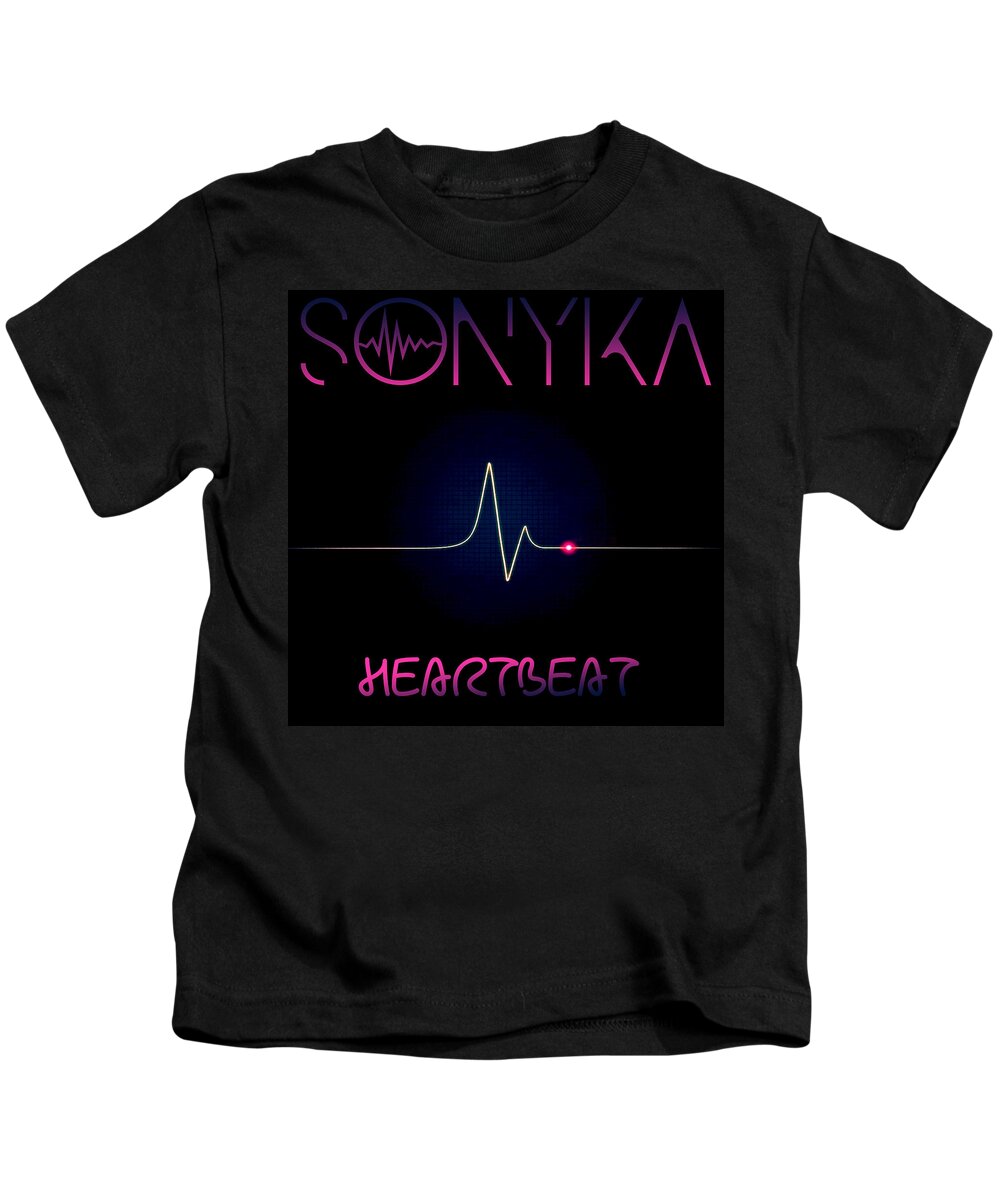 Album Cover Kids T-Shirt featuring the digital art Heartbeat by Sonyka