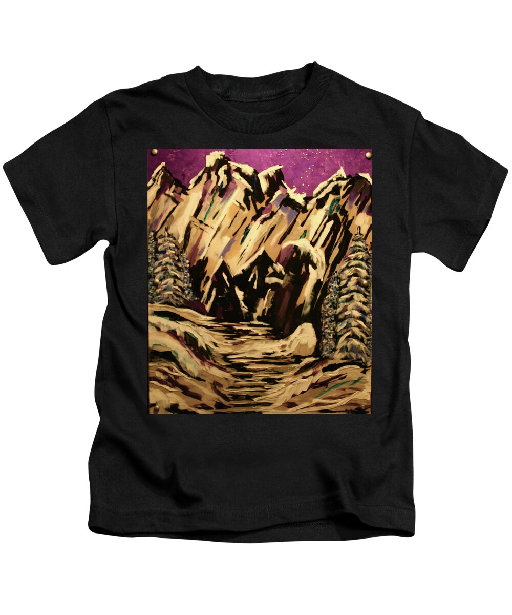 Starlight Kids T-Shirt featuring the painting Highcountry Starlight by Marilyn Quigley