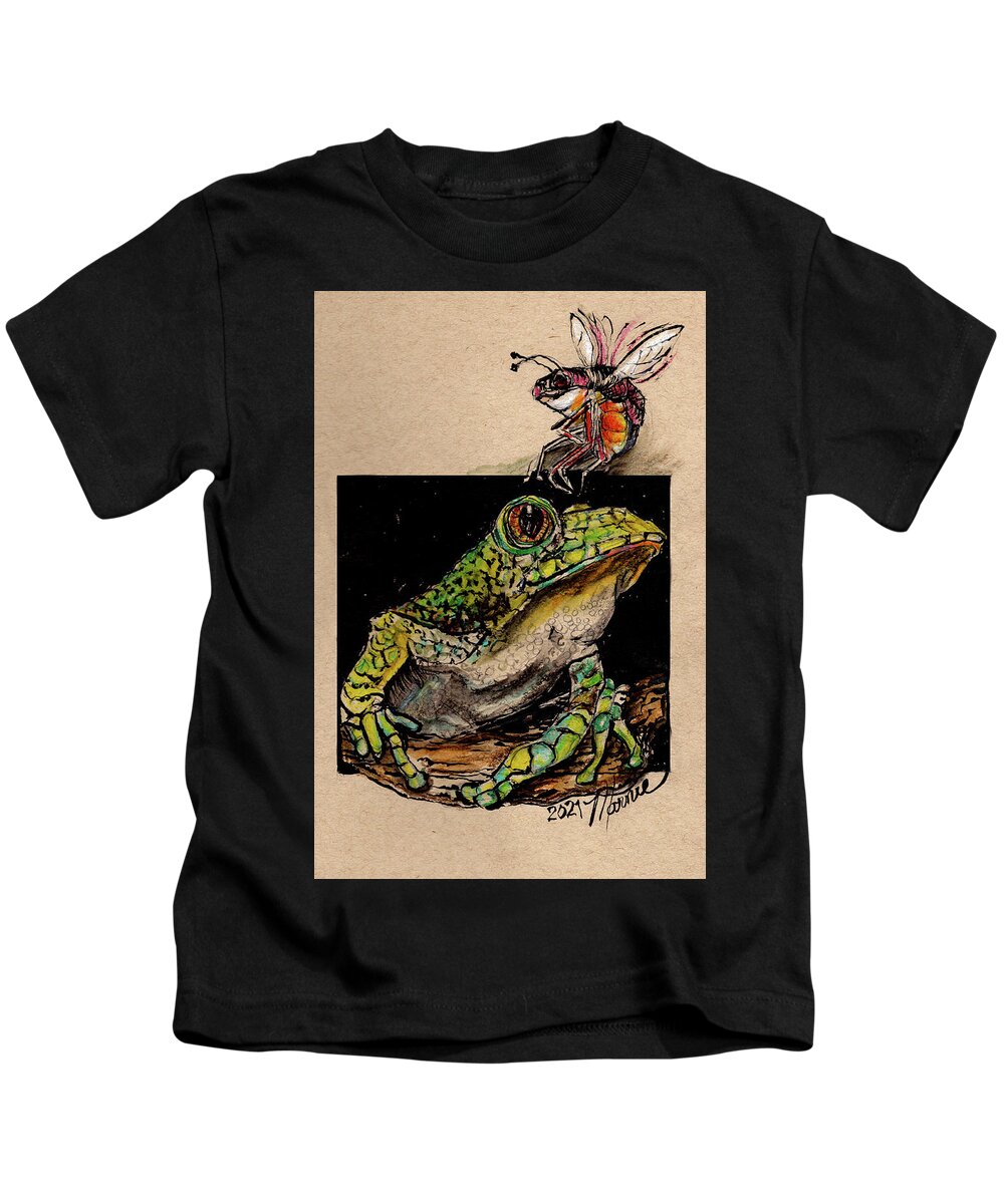Bug Kids T-Shirt featuring the drawing Hold it Right There by Marnie Clark