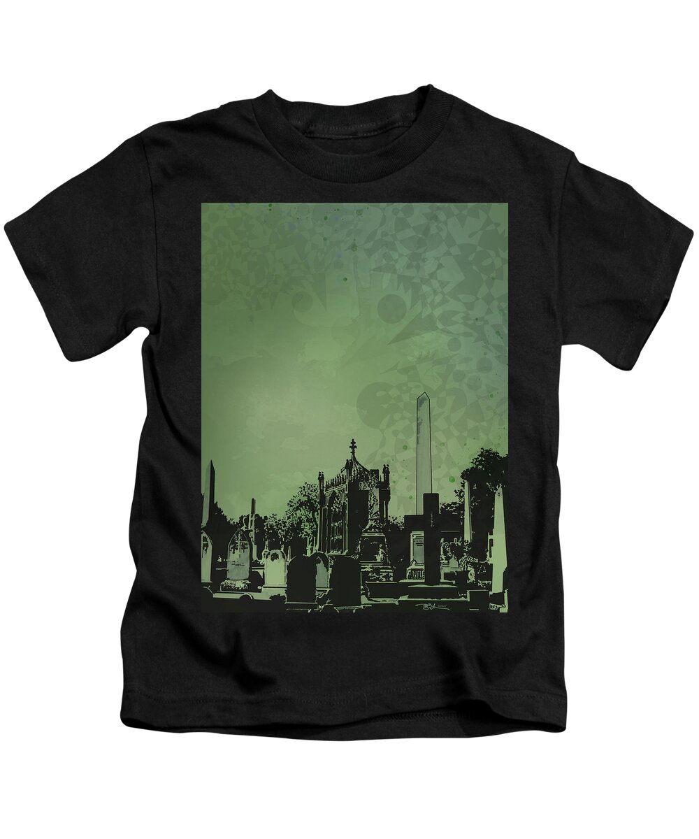 Landscape Kids T-Shirt featuring the digital art Hollywood Cemetery by N Blake Seals